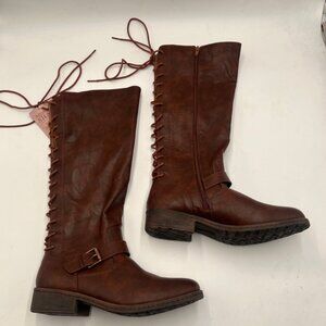 Euro soft tall brown lace up boots
